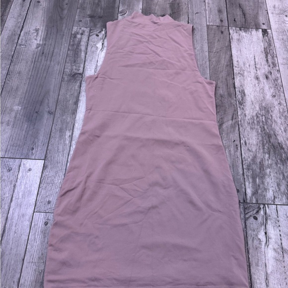 Babaton Contour Mock Neck Taupe Sleeveless Mini Dress Neutral Stretchy Aritzia - Picture 7 of 8